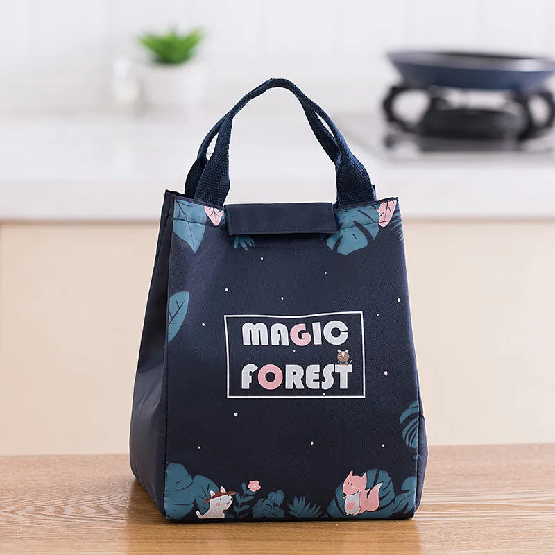 Insulated Oxford cloth lunch bag with thermal fabric in four colour designs