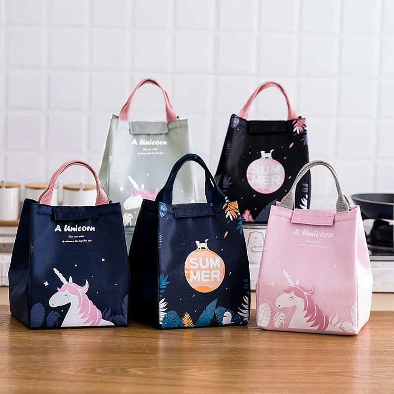 Insulated Oxford cloth lunch bag with thermal fabric in four colour designs