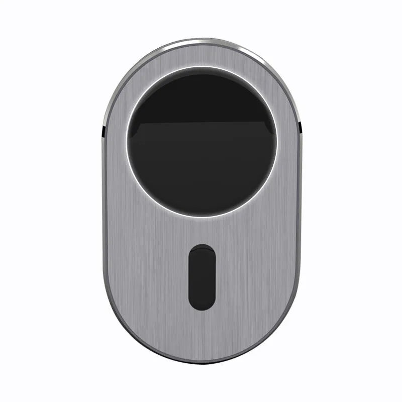 Grey aluminium alloy car magnetic wireless charger for iPhone on dashboard