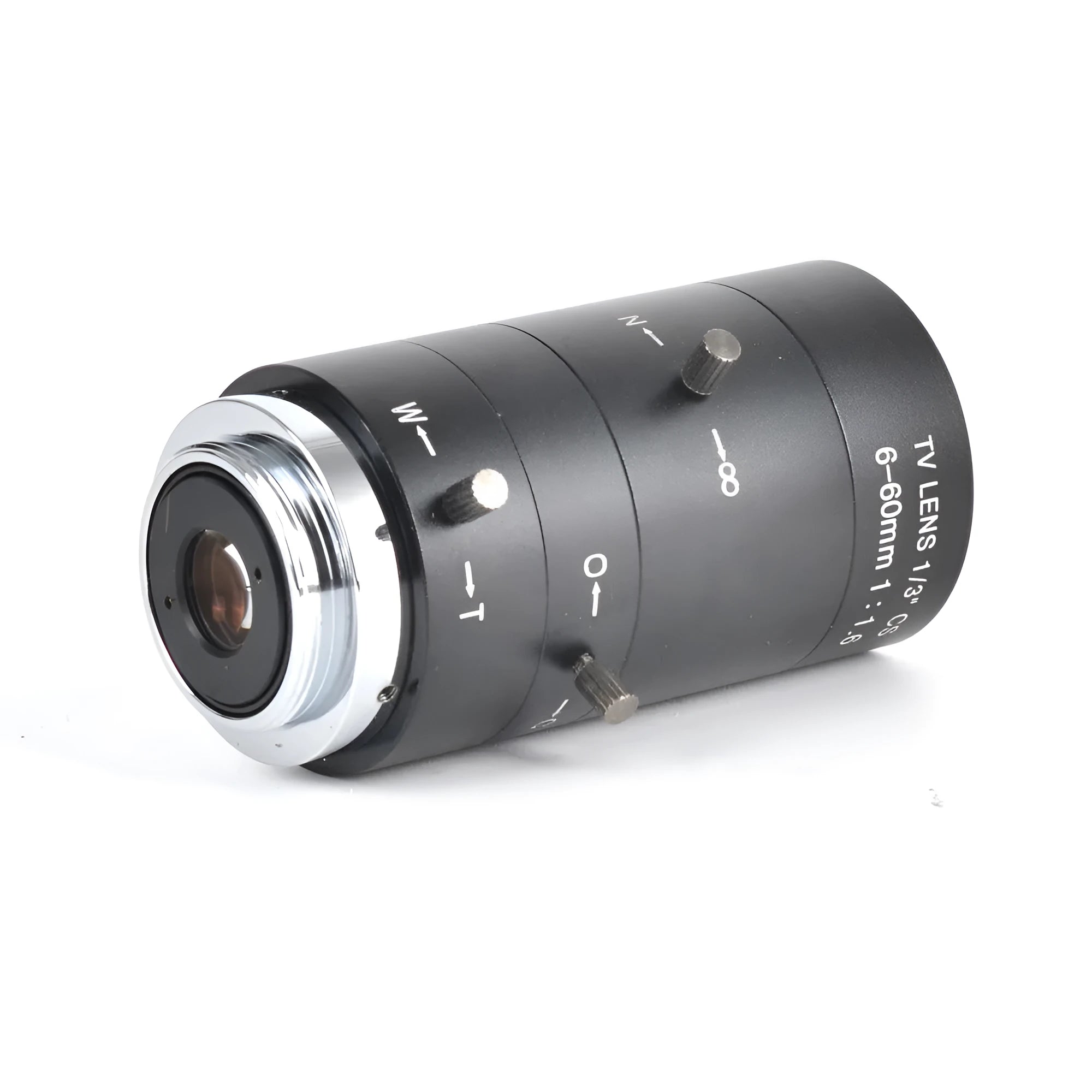 Black manual aperture 6-60mm CS mount CCTV lens with zoom and focus rings