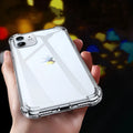 Transparent white TPU silicone protective case for iPhone, shown fitting multiple Apple phone models