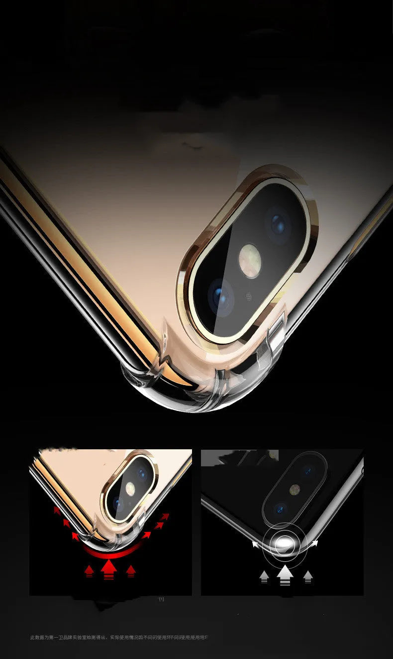 Transparent white TPU silicone protective case for iPhone, shown fitting multiple Apple phone models
