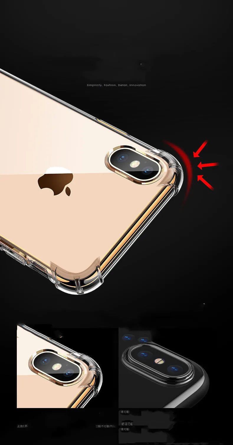 Transparent white TPU silicone protective case for iPhone, shown fitting multiple Apple phone models