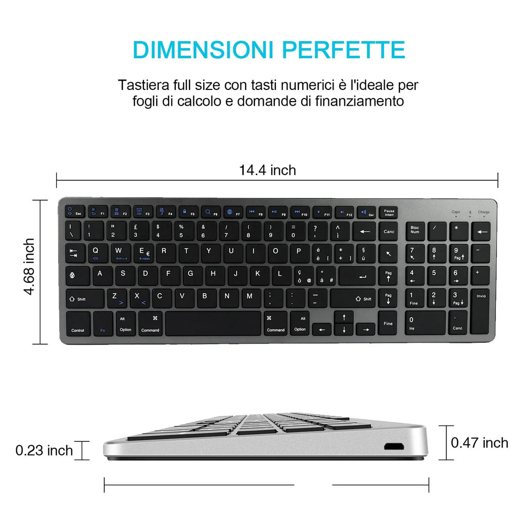 Ultra-thin white and black Bluetooth keyboard for tablets and mobile phones