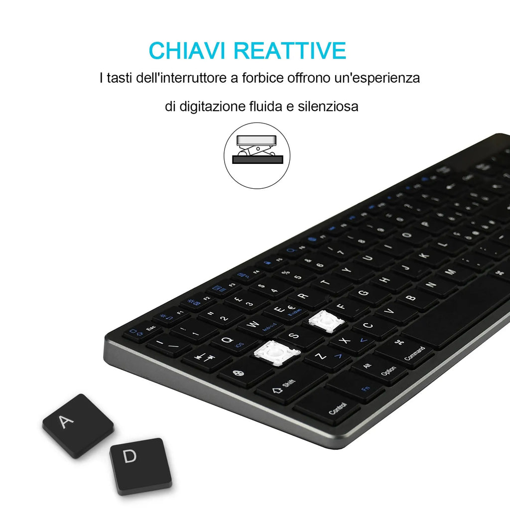 Ultra-thin white and black Bluetooth keyboard for tablets and mobile phones