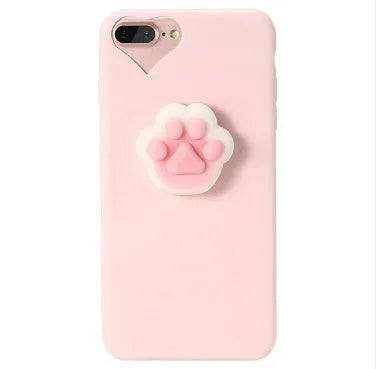 Silicone TPU iPhone case with 3D cartoon cat design in multiple colour options