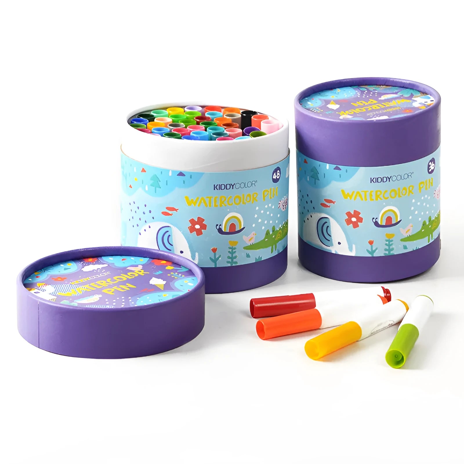 Children's plastic washable watercolour brush pen set in 36 or 48 colour options