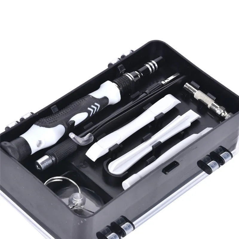117 in 1 magnetic CR-V electronics screwdriver set with flexible extension in black, blue, or red box