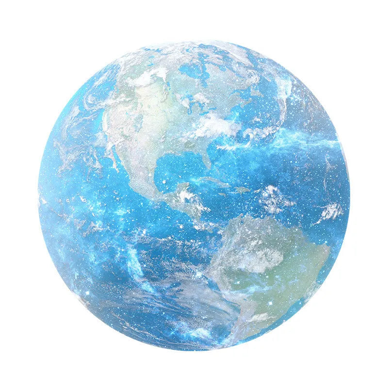 Circular natural rubber laptop cushion with celestial planet pattern on silk cloth backing