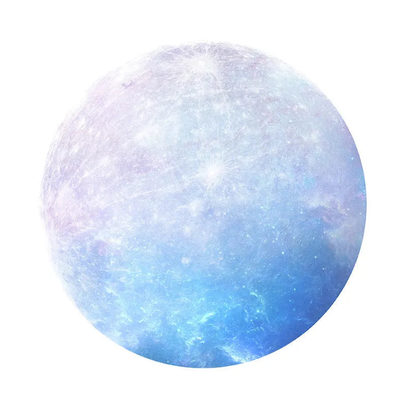 Circular natural rubber laptop cushion with celestial planet pattern on silk cloth backing