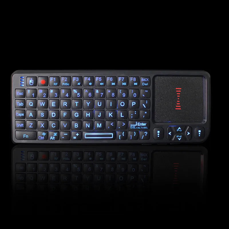 Black wireless mini keyboard with touch screen measuring 151×59×12.5mm for teaching and presentations