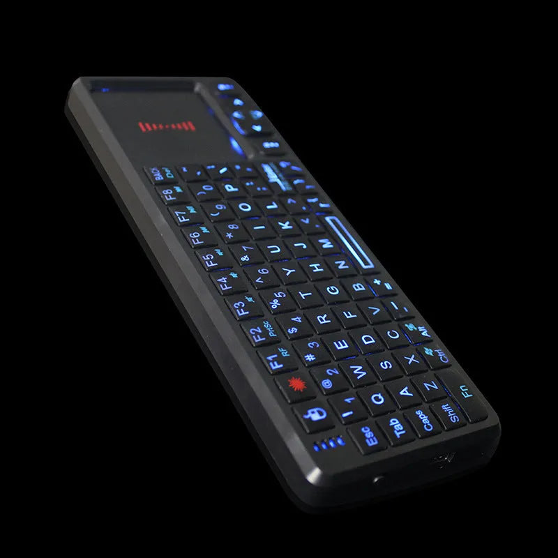 Black wireless mini keyboard with touch screen measuring 151×59×12.5mm for teaching and presentations