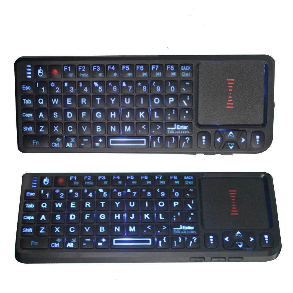 Black wireless mini keyboard with touch screen measuring 151×59×12.5mm for teaching and presentations