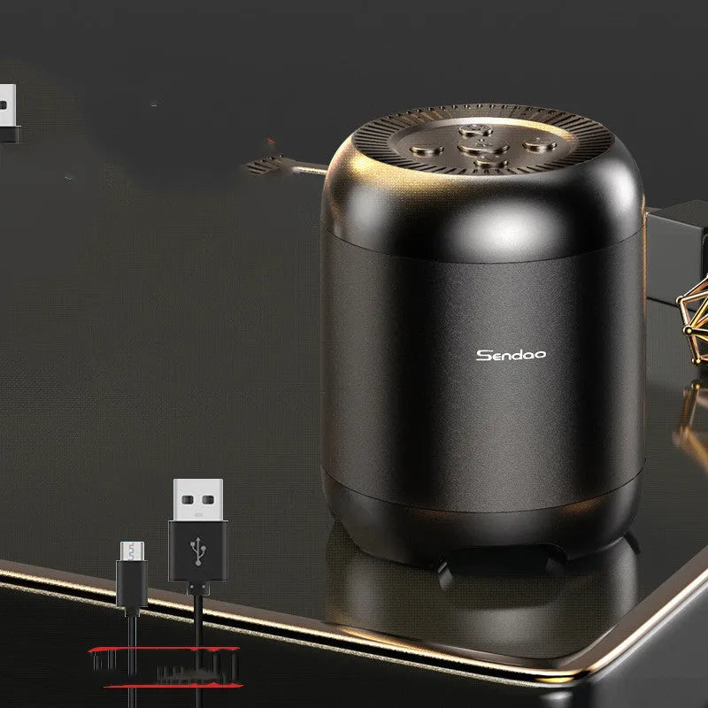Compact square black or white Bluetooth speaker with card reader slot and super subwoofer