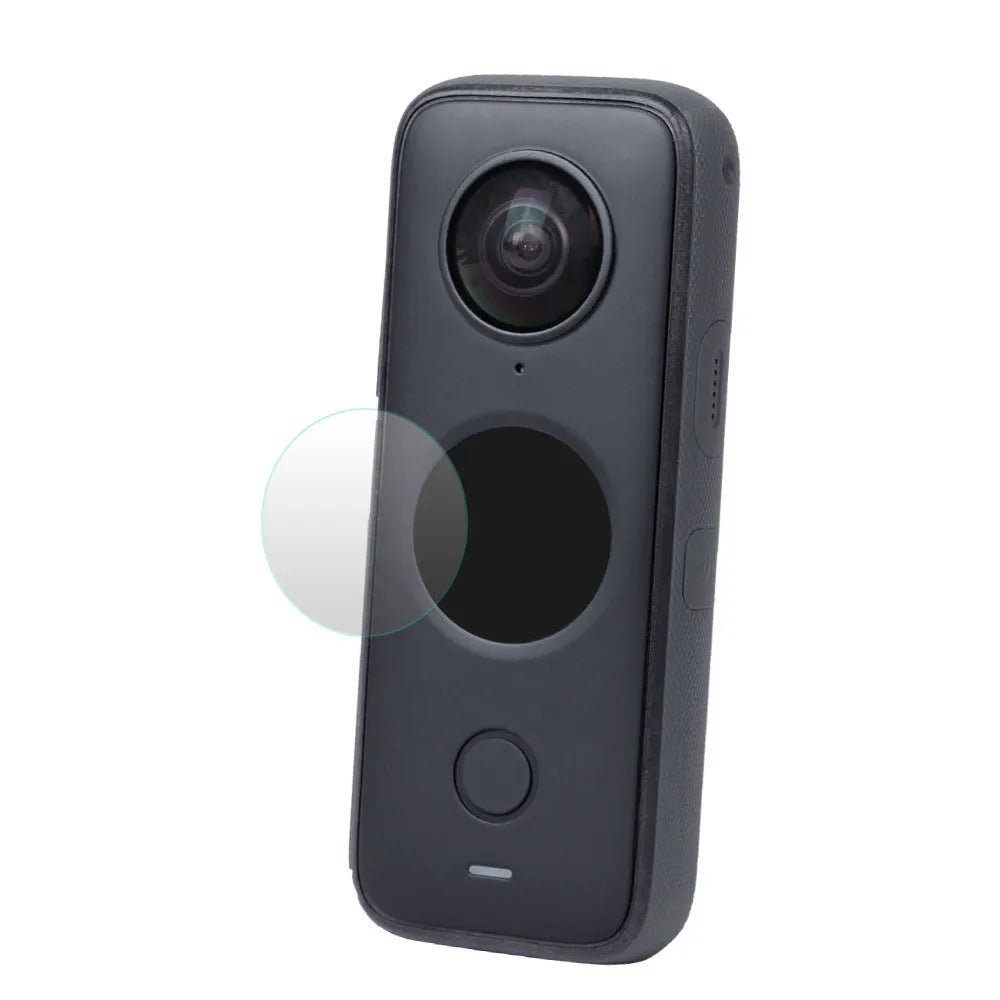 Black tempered glass screen protector for Insta360 ONE X2 camera with dimensions 97x64mm