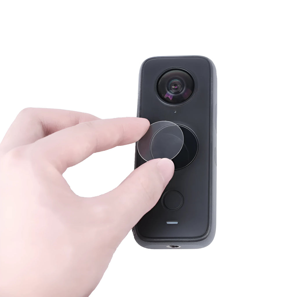 Black tempered glass screen protector for Insta360 ONE X2 camera with dimensions 97x64mm