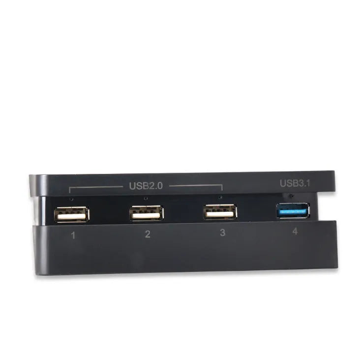 Black PS4 Slim USB hub extender with multiple USB ports for console connectivity expansion
