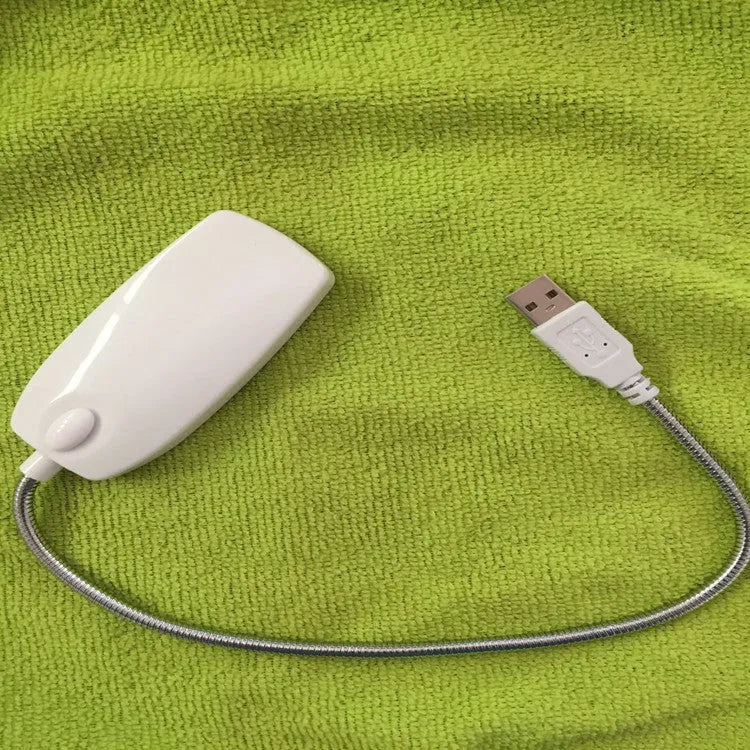 USB gooseneck LED lamp with flexible adjustable arm in black, white, blue, or pink colours