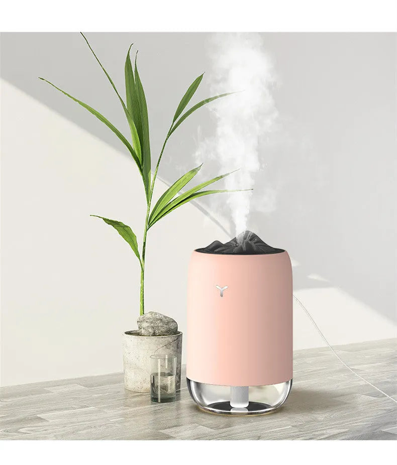 Magic Flame columnar humidifier in white with USB cable and single mist outlet
