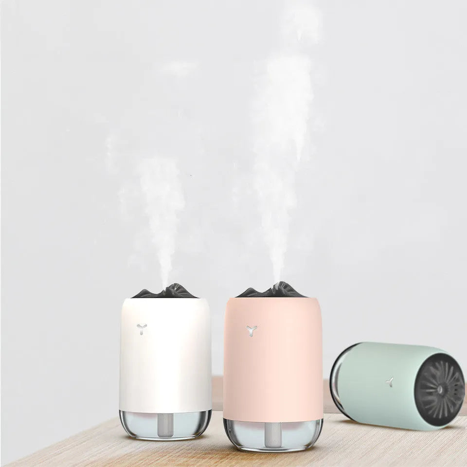 Magic Flame columnar humidifier in white with USB cable and single mist outlet