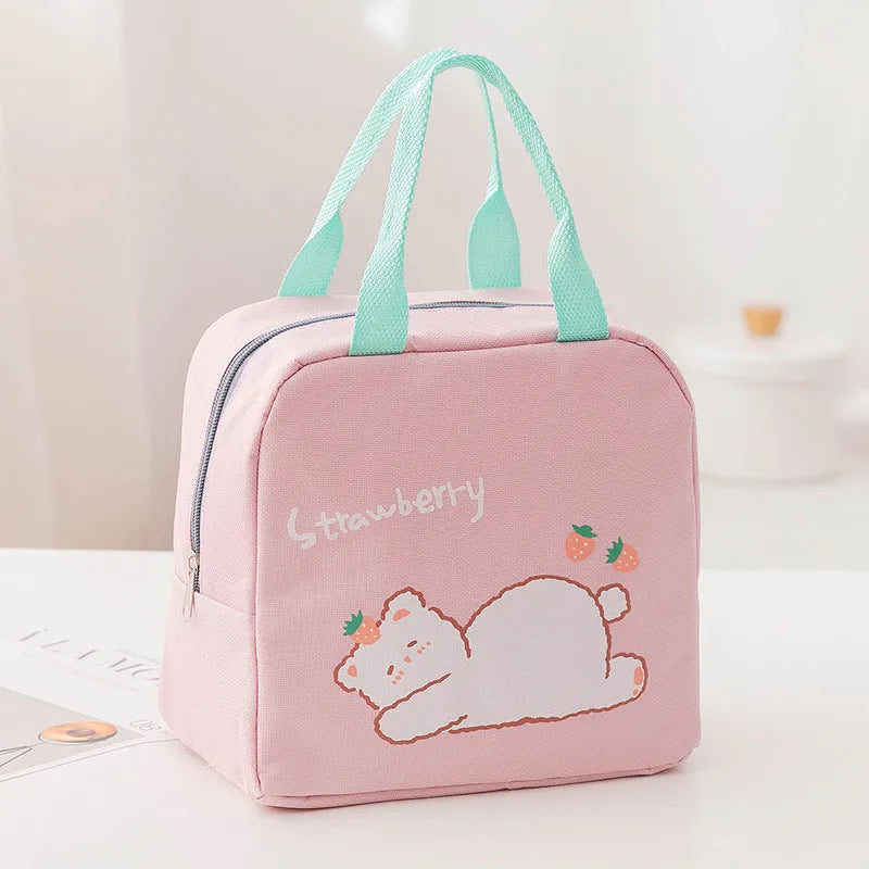 Insulated Oxford cloth lunch bag with thermal fabric in four colour designs