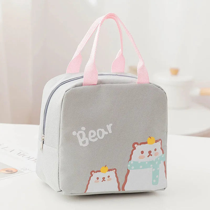 Insulated Oxford cloth lunch bag with thermal fabric in four colour designs
