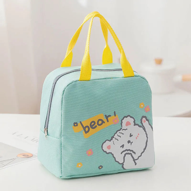 Insulated Oxford cloth lunch bag with thermal fabric in four colour designs