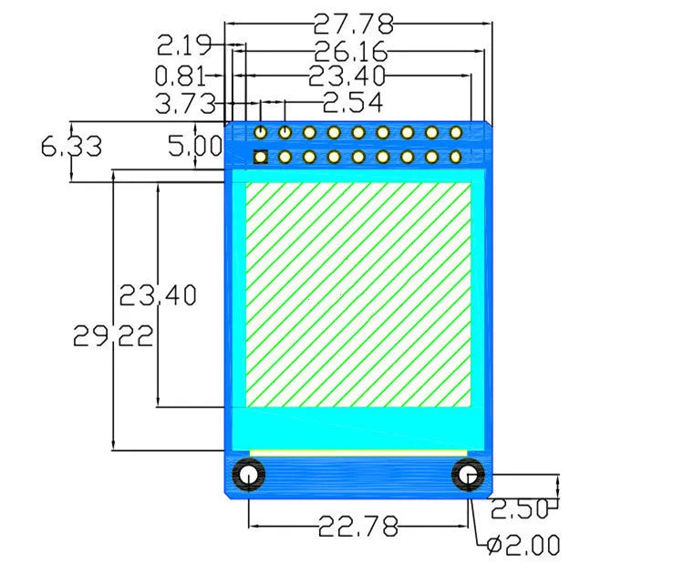 1.3 inch 240x240 IPS LCD display module with 18-pin connector for electronics projects