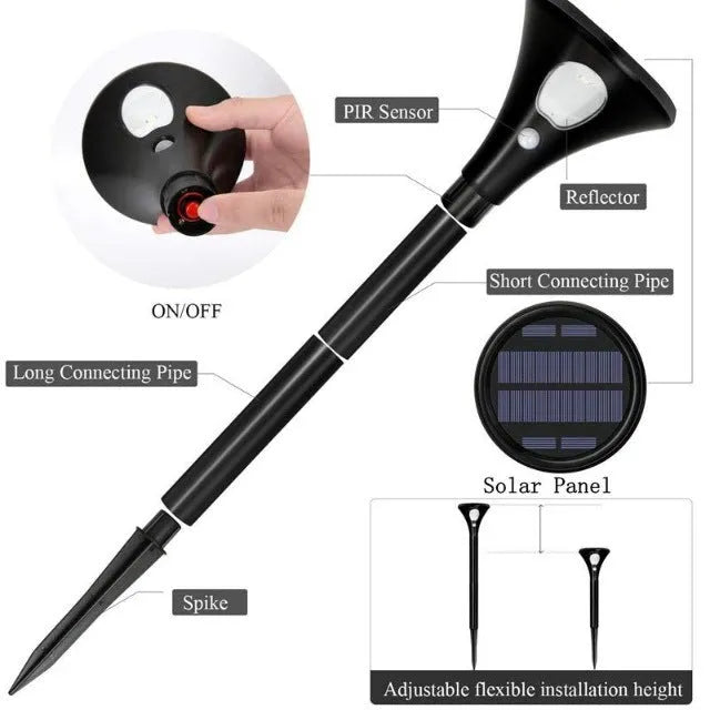 Solar induction ground plug light for outdoor lawn and garden lighting with IP65 waterproof rating