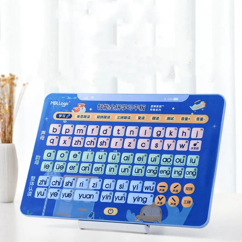 Chinese character learning wall chart with tablet and pinyin cards for children aged 2-8
