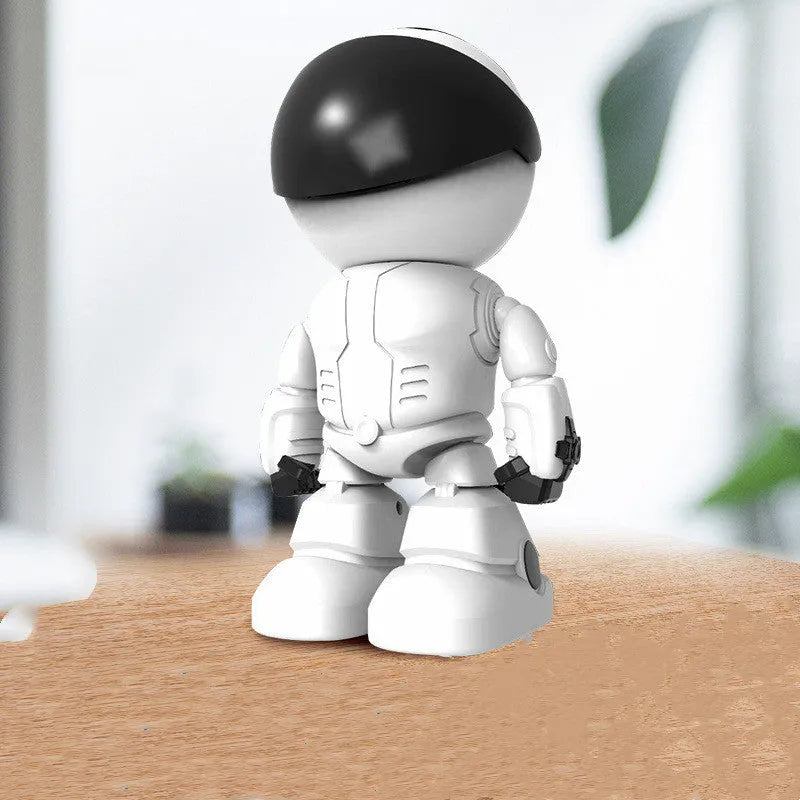 Silver remote HD night vision robot camera with 355-degree rotation capability for security surveillance