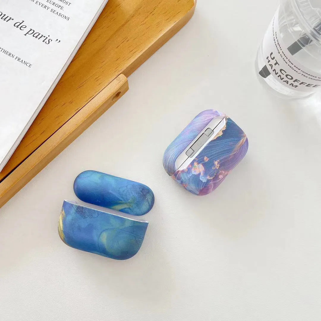 AirPods Pro protective sleeve with watercolour design in hard plastic case