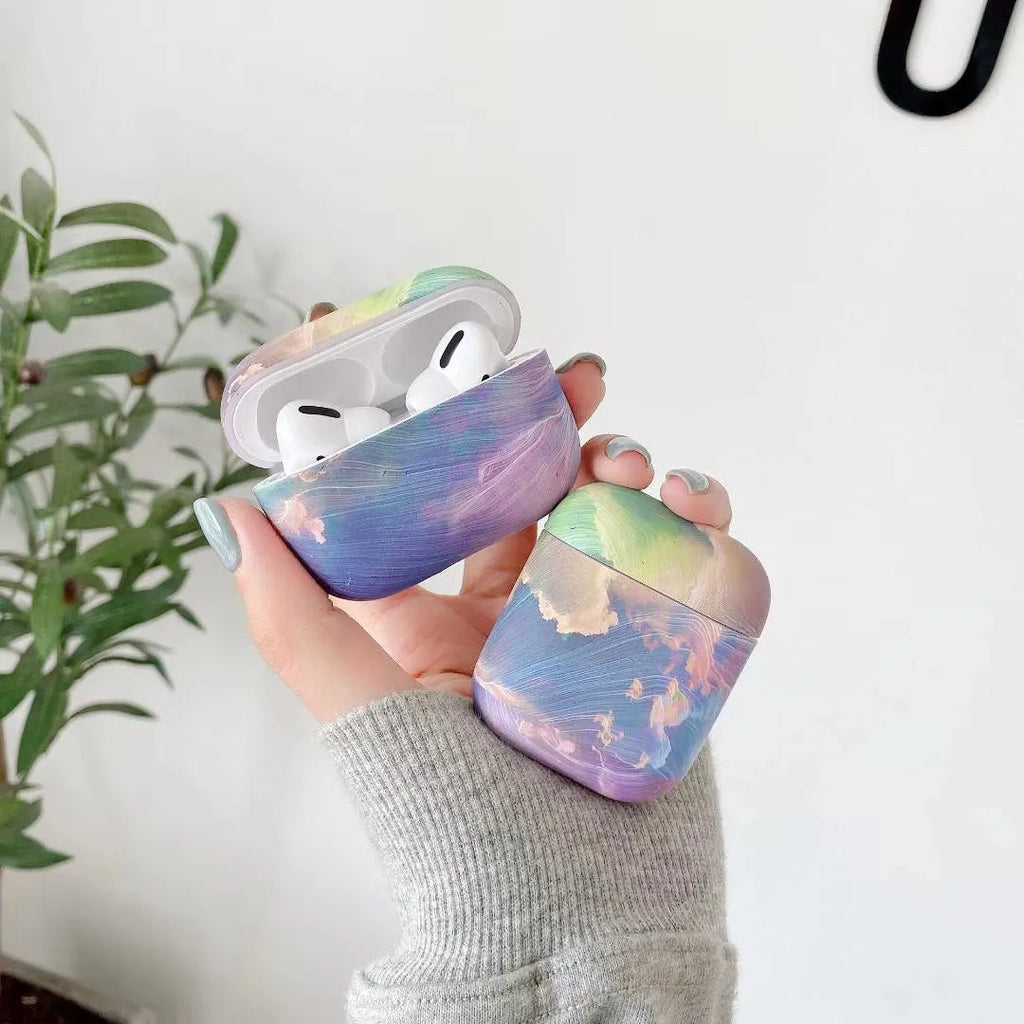 AirPods Pro protective sleeve with watercolour design in hard plastic case