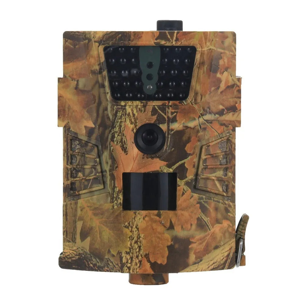 Orchard surveillance anti-theft camera with compact design showing lens and infrared LEDs