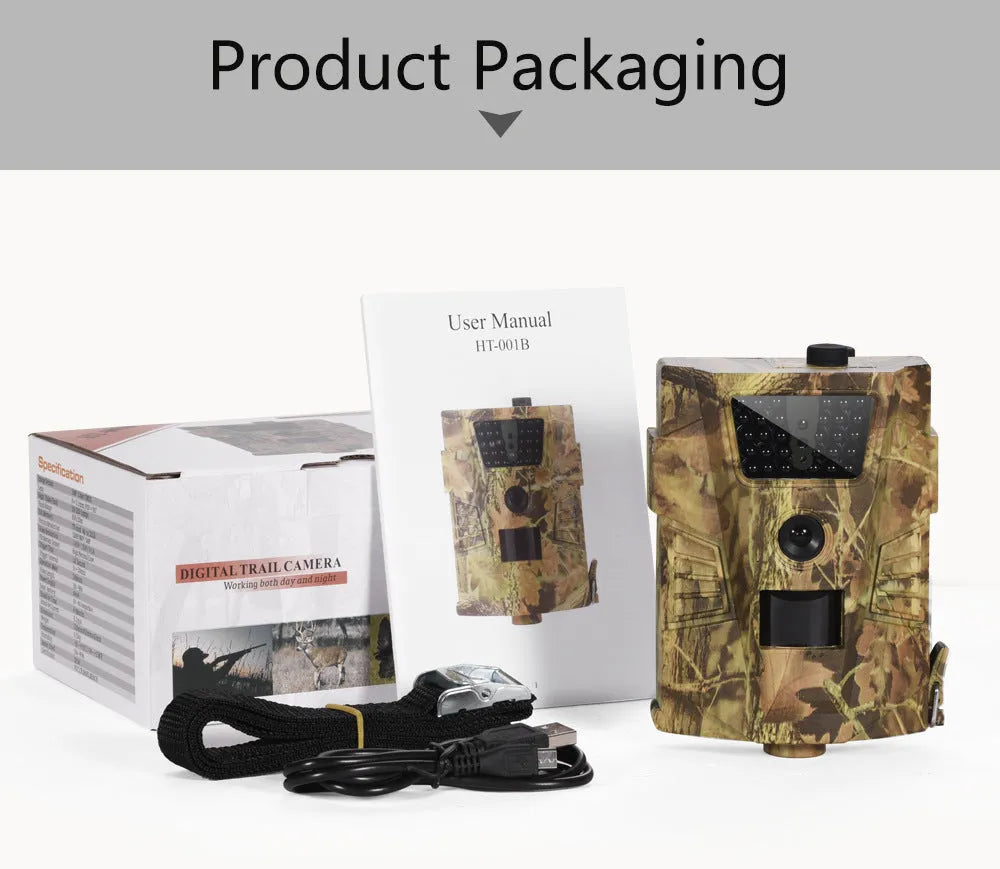 Orchard surveillance anti-theft camera with compact design showing lens and infrared LEDs