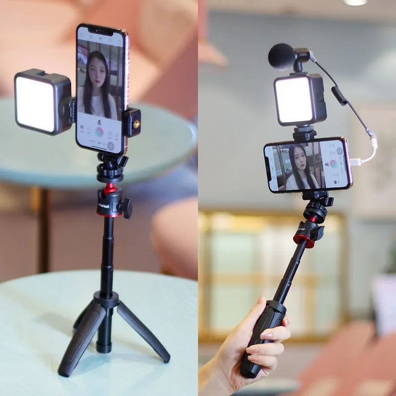 Combo 8 vlog bracket set with integrated fill light for mobile phones.