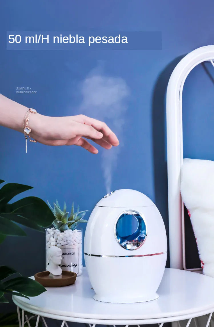 White round USB-powered aromatherapy humidifier with 800ml water tank and quiet 36dB operation