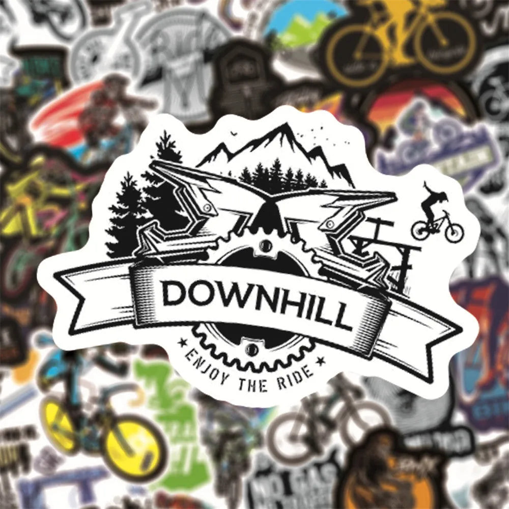 50 bicycle and mountain bike doodle stickers with self-adhesive backing for notebooks and cases