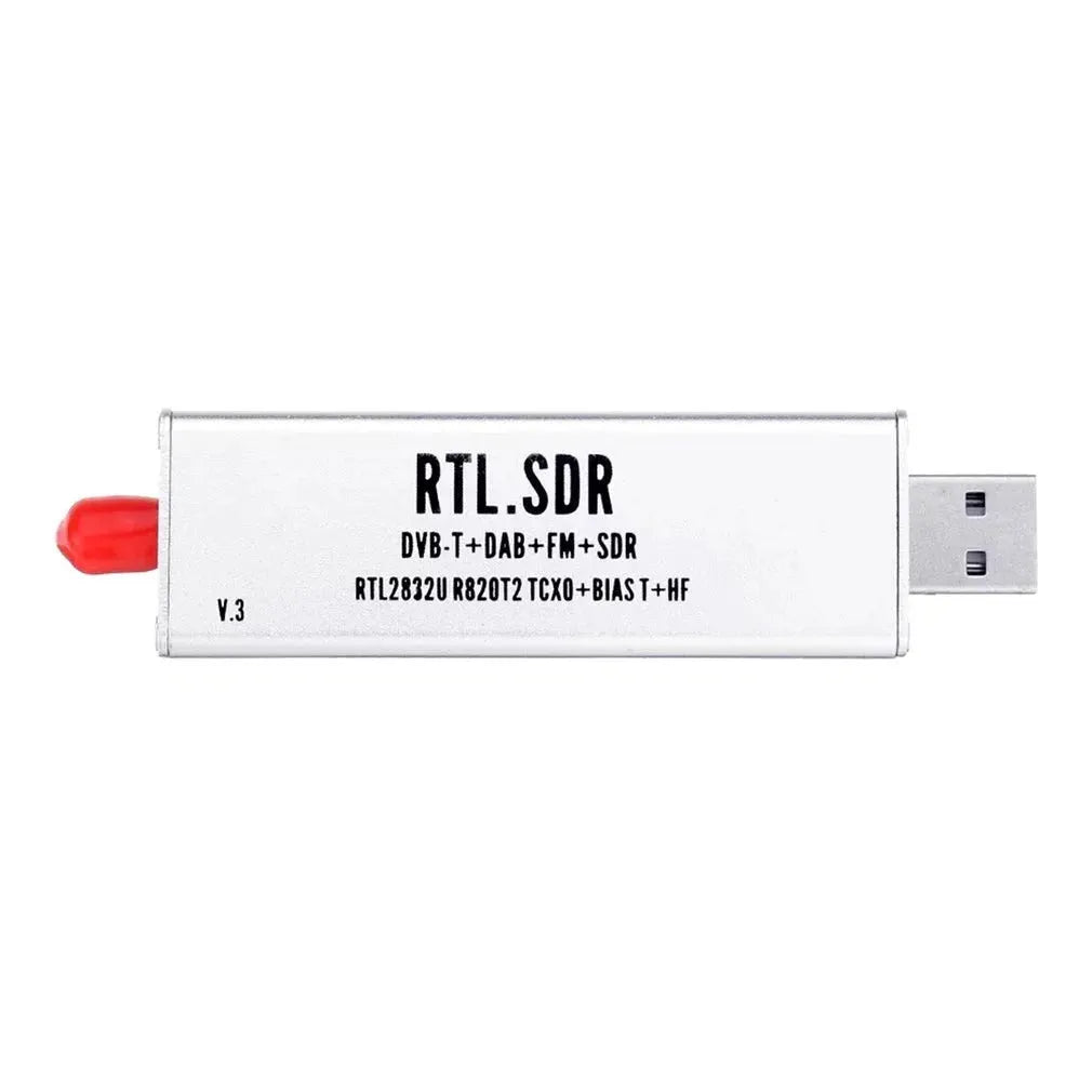 Black metal all-band software receiver with golden SMA connector for 25MHz-1700MHz frequency monitoring