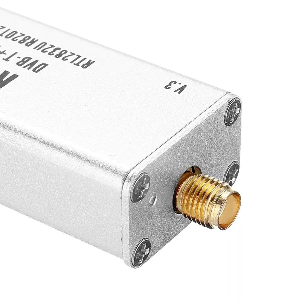 Black metal all-band software receiver with golden SMA connector for 25MHz-1700MHz frequency monitoring