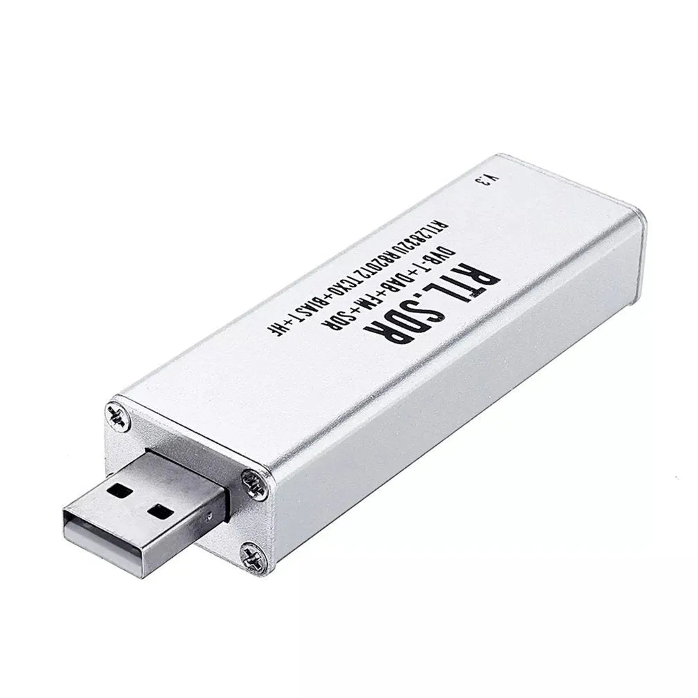 Black metal all-band software receiver with golden SMA connector for 25MHz-1700MHz frequency monitoring
