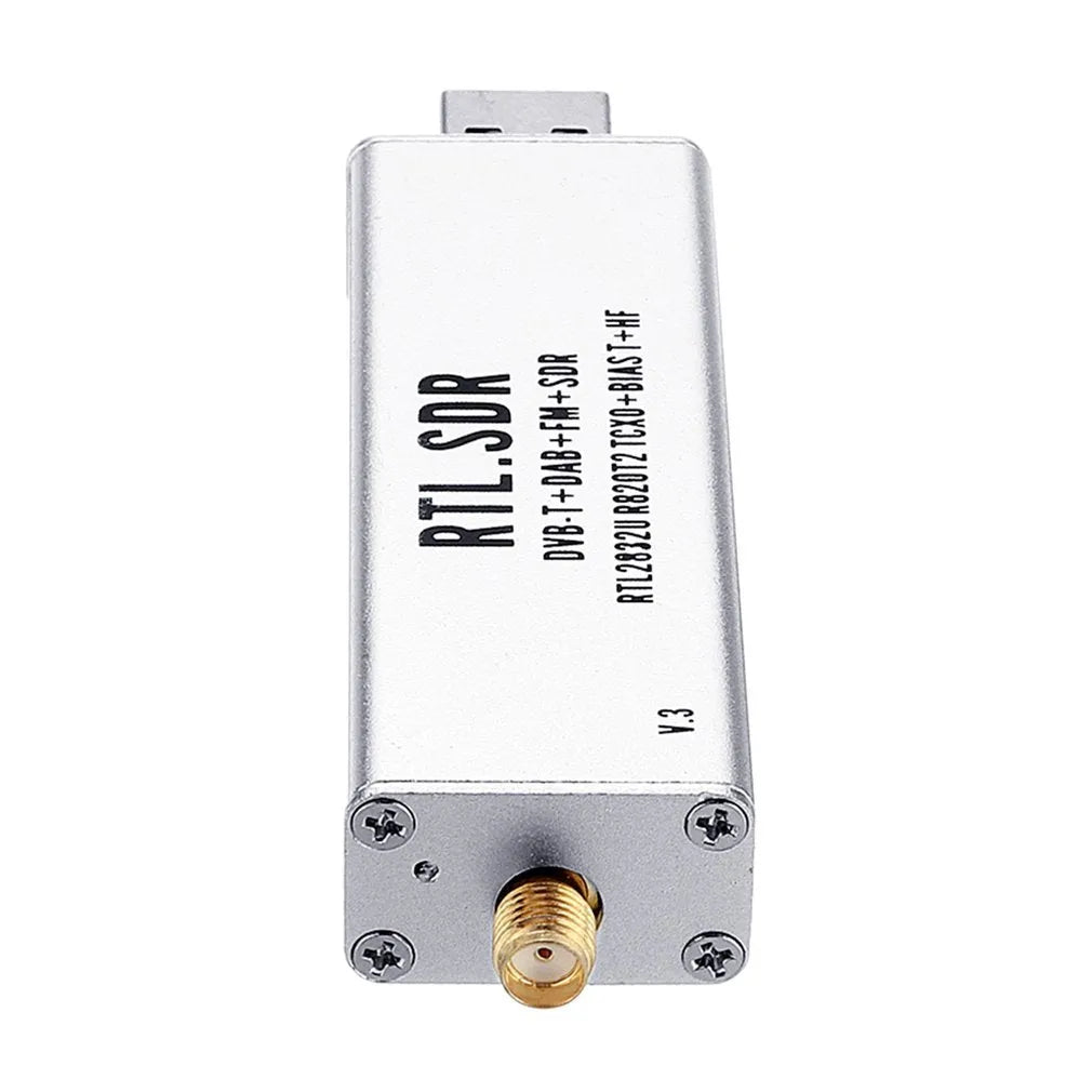 Black metal all-band software receiver with golden SMA connector for 25MHz-1700MHz frequency monitoring