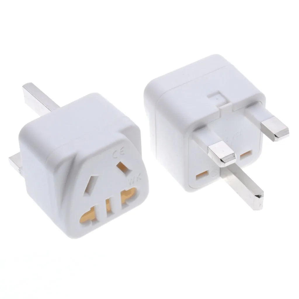 Square three-pin universal power adapter with five output ports in white or black