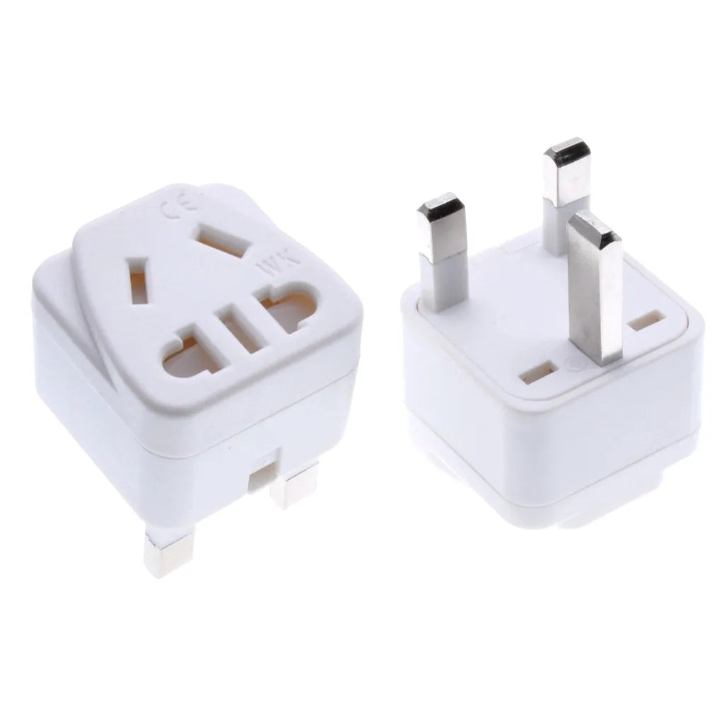 Square three-pin universal power adapter with five output ports in white or black