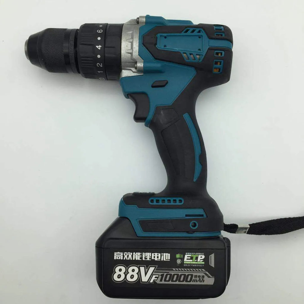 Cordless multifunction impact drill with 13mm chuck and lithium-ion battery