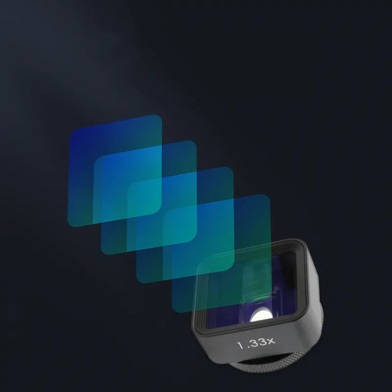 Black SANYK 1.33x mobile phone anamorphic widescreen lens for cinematic 2.40:1 video conversion