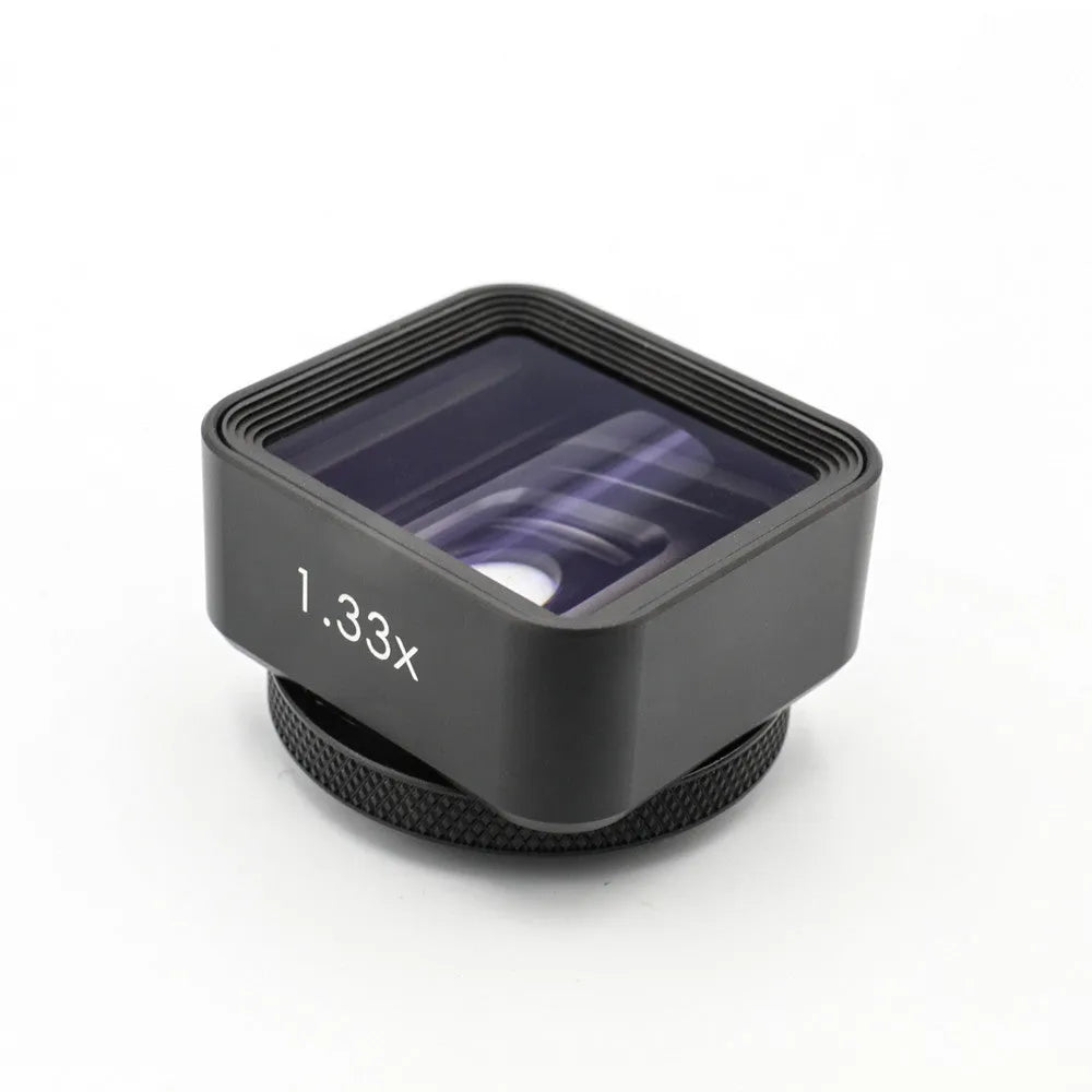 Black SANYK 1.33x mobile phone anamorphic widescreen lens for cinematic 2.40:1 video conversion
