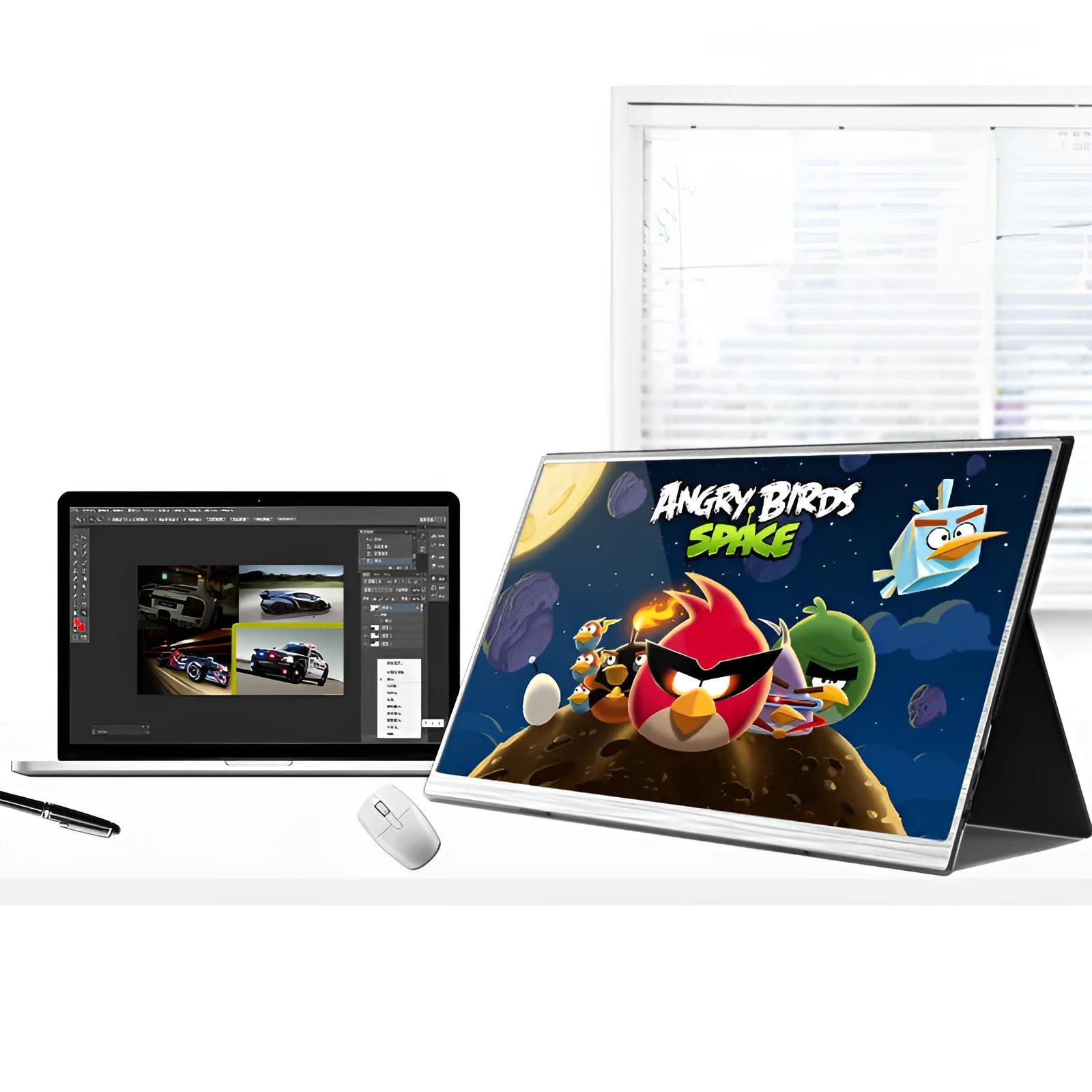 15-inch ultra-thin portable display screen with split functionality and HDMI connectivity for gaming