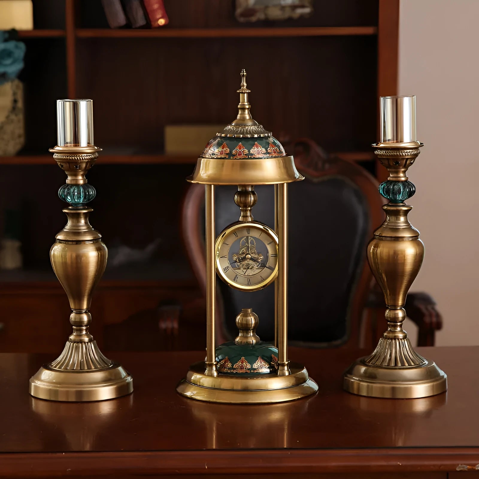 Nordic rectangular wall clock with analogue hands and LCD display, metal and glass construction