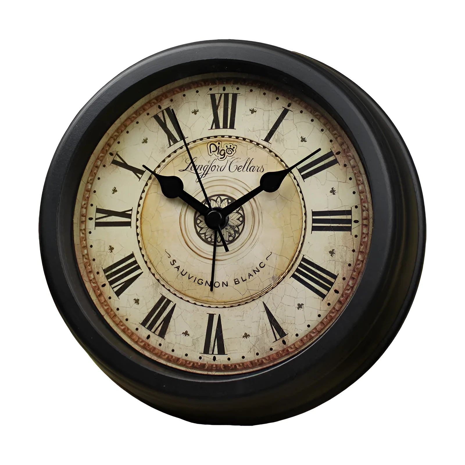 European retro style 6-inch round desk clock with silent alarm function on wooden surface